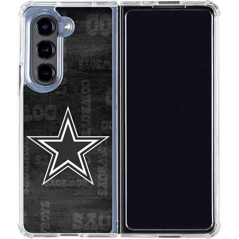 NFL Dallas Cowboys Black & White Galaxy Z Fold5 5G Clear Case